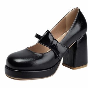 Whimsygoth/Black Chunky Heel Mary Jane Shoes/Size: 8